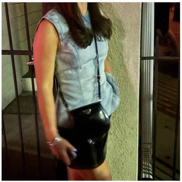 Zara Denim Open Back Tie Top - Picture 6 of 9